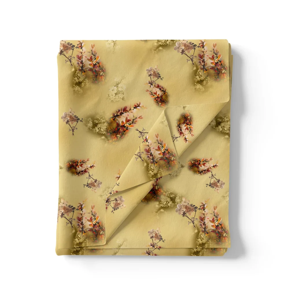 Morden Tiny Leaves With Brass Nail Colour Digital Printed Fabric - Image 3