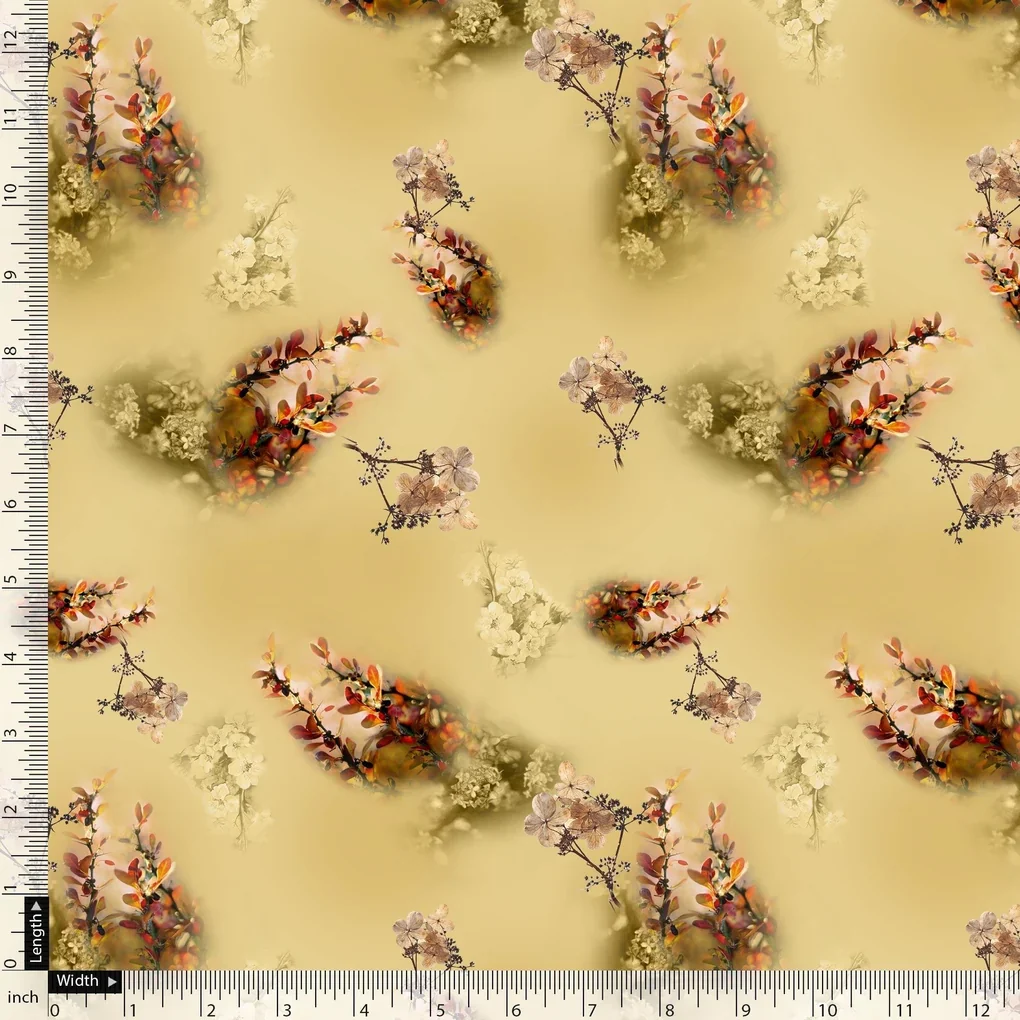 Morden Tiny Leaves With Brass Nail Colour Digital Printed Fabric - Image 5