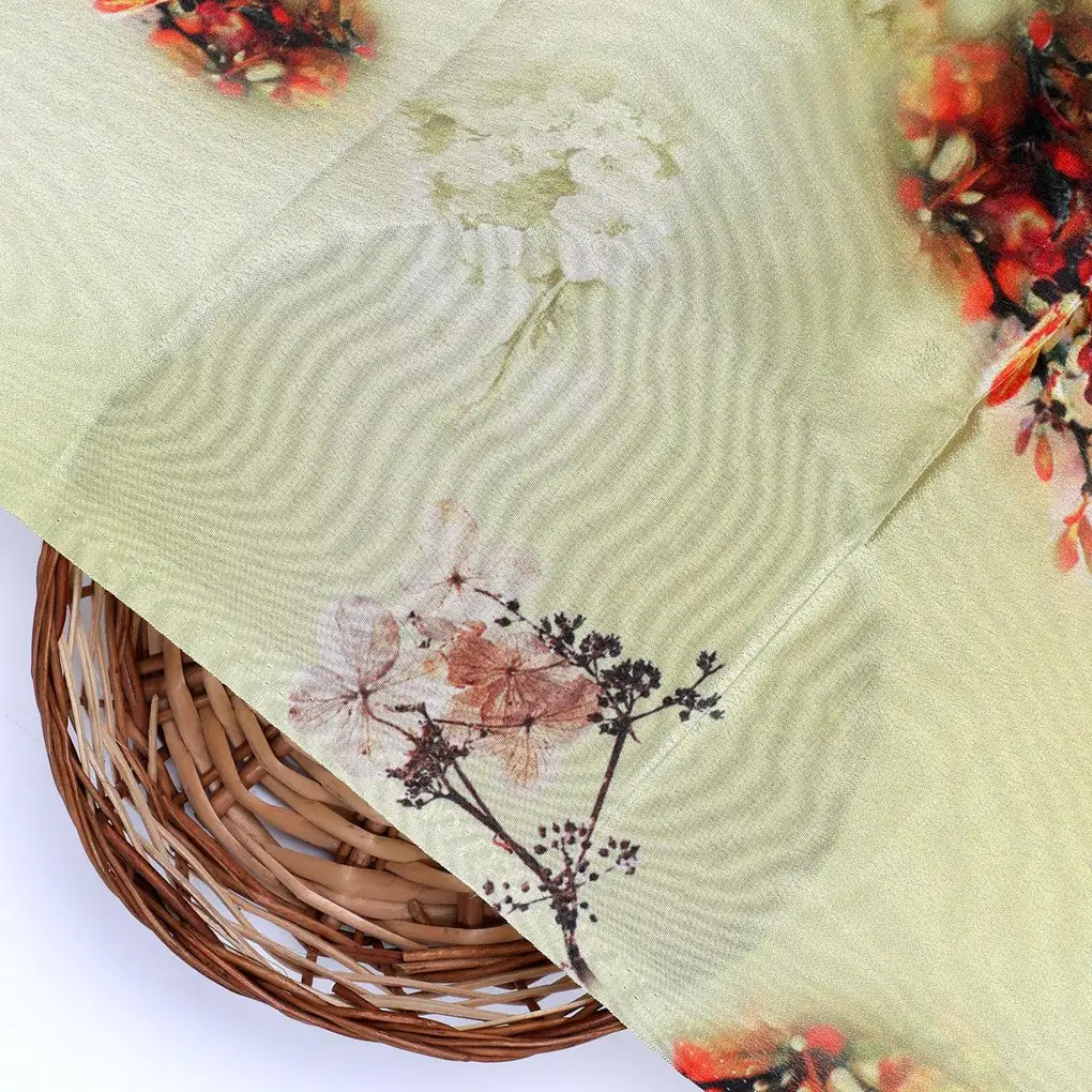 Morden Tiny Leaves With Brass Nail Colour Digital Printed Fabric - Silk Crepe - Image 2