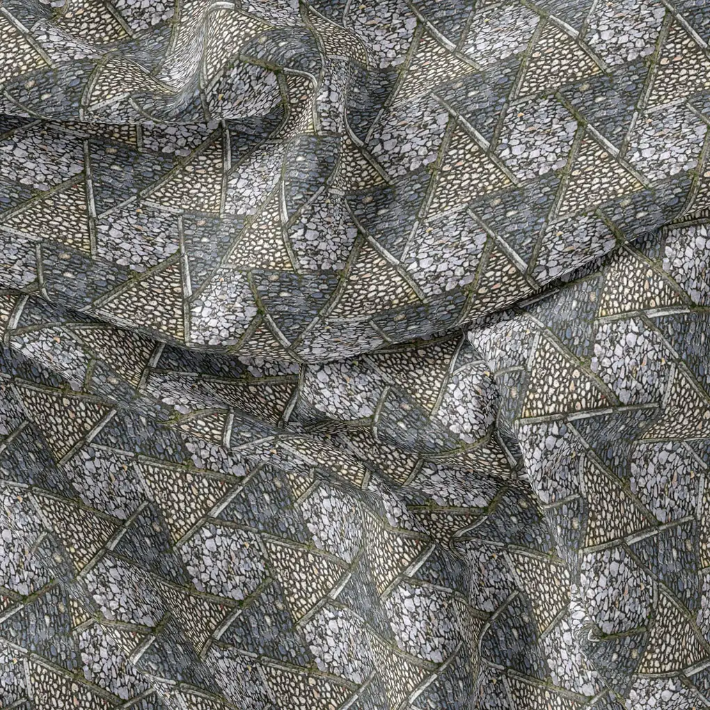 Morden Triangle Stone Art Digital Printed Fabric - Kora Silk - Image 3