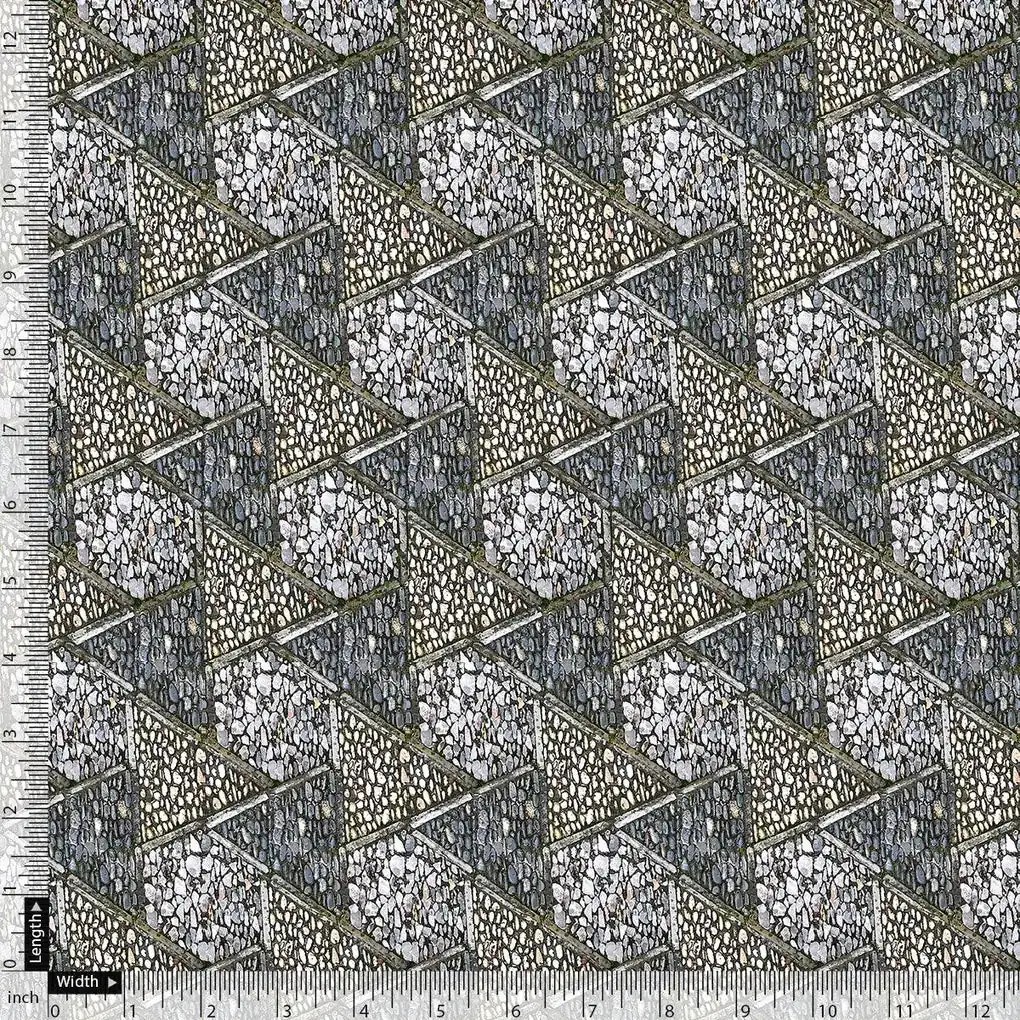 Morden Triangle Stone Art Digital Printed Fabric - Pure Georgette - Image 4