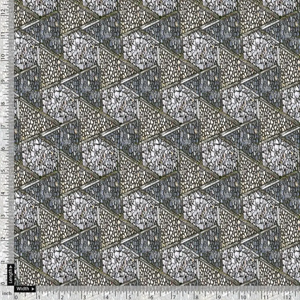 Morden Triangle Stone Art Digital Printed Fabric - Upada Silk - Image 4