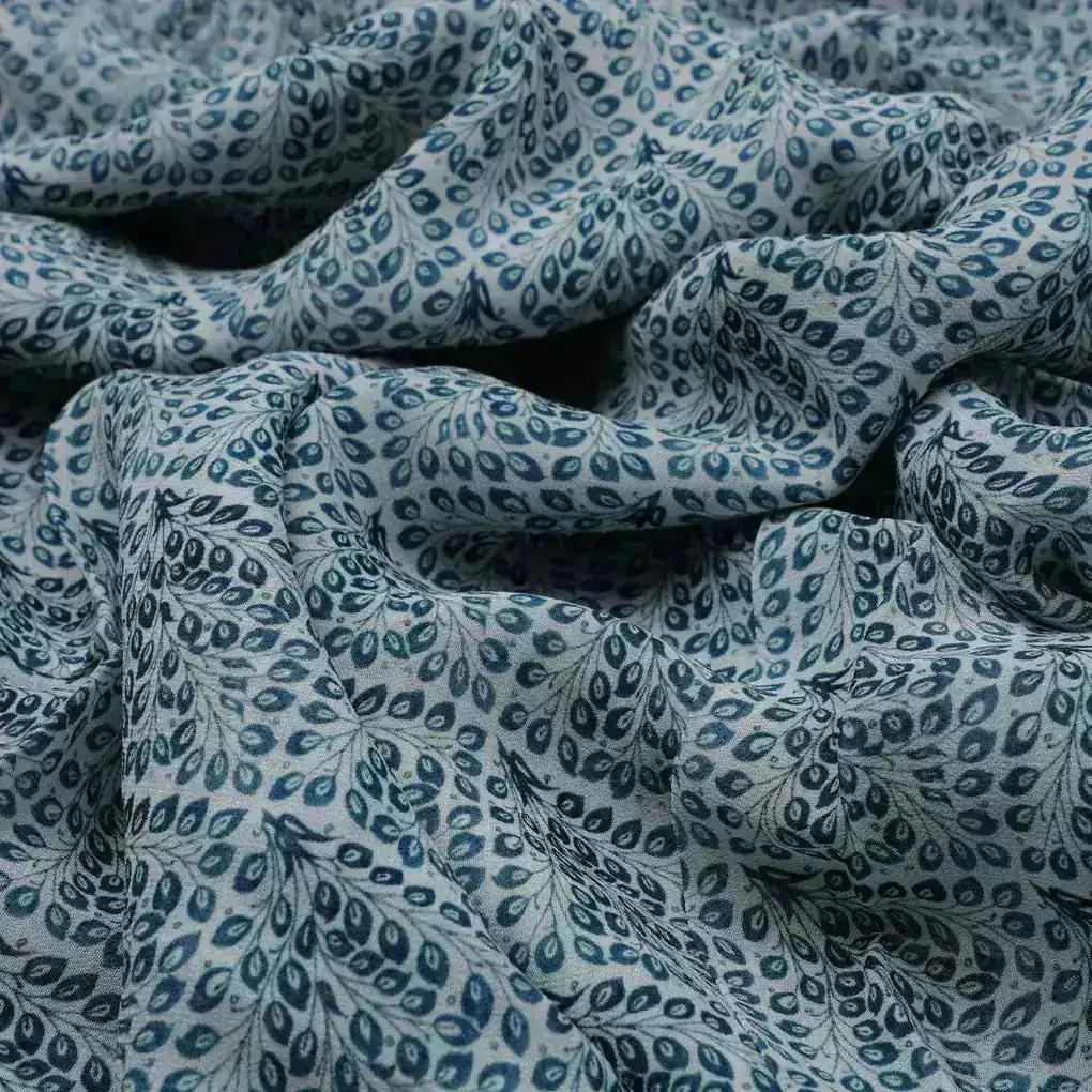 Morpich Block Digital Printed Fabric  - Pure Georgette - Image 3