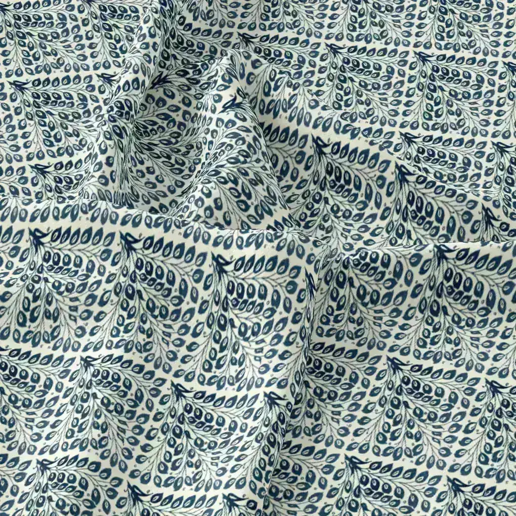 Morpich Block Digital Printed Fabric  - Upada Silk - Image 3