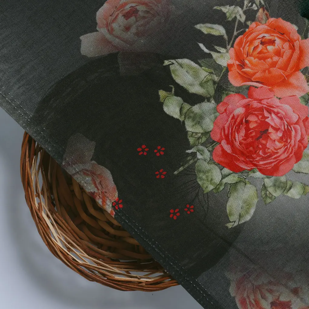 Most Trending Oranges With Red Rose Digital Printed Fabric - Pure Cotton - Image 3