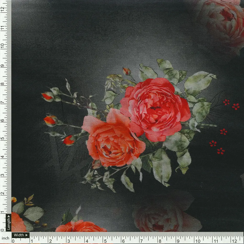 Most Trending Oranges With Red Rose Digital Printed Fabric - Pure Cotton - Image 4