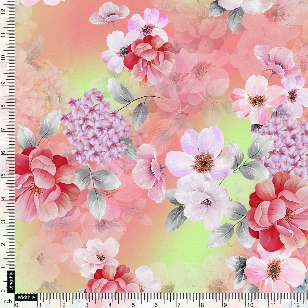 Multi-Color Floral Design Digital Printed Fabric - Image 4