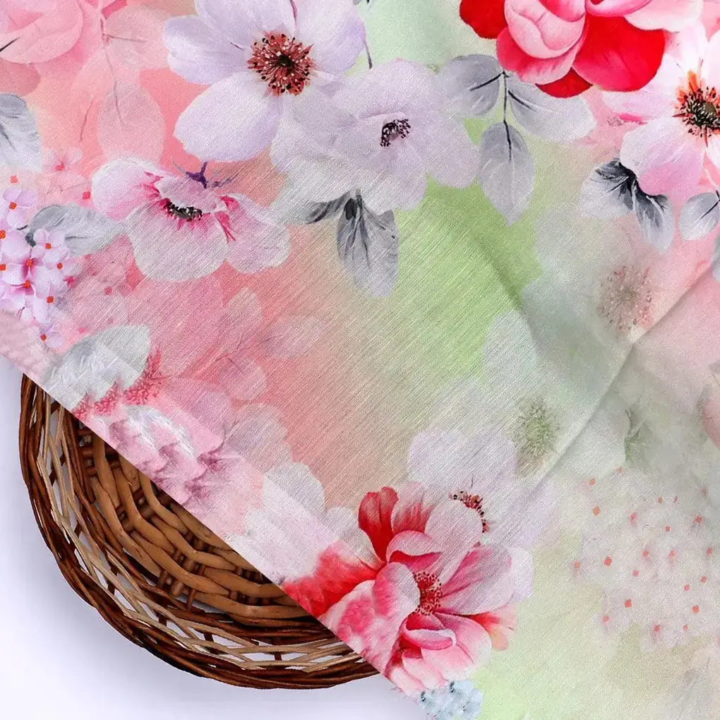 Multi-Color Floral Design Digital Printed Fabric - Image 2