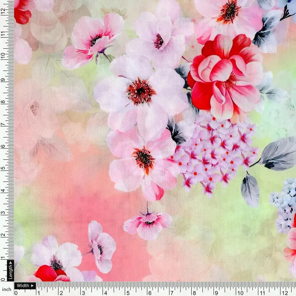 Multi-Color Floral Design Digital Printed Fabric - Image 4