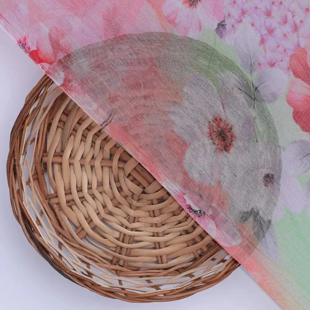 Multi-Color Floral Design Digital Printed Fabric - Image 3