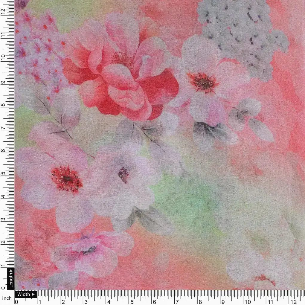 Multi-Color Floral Design Digital Printed Fabric - Image 4