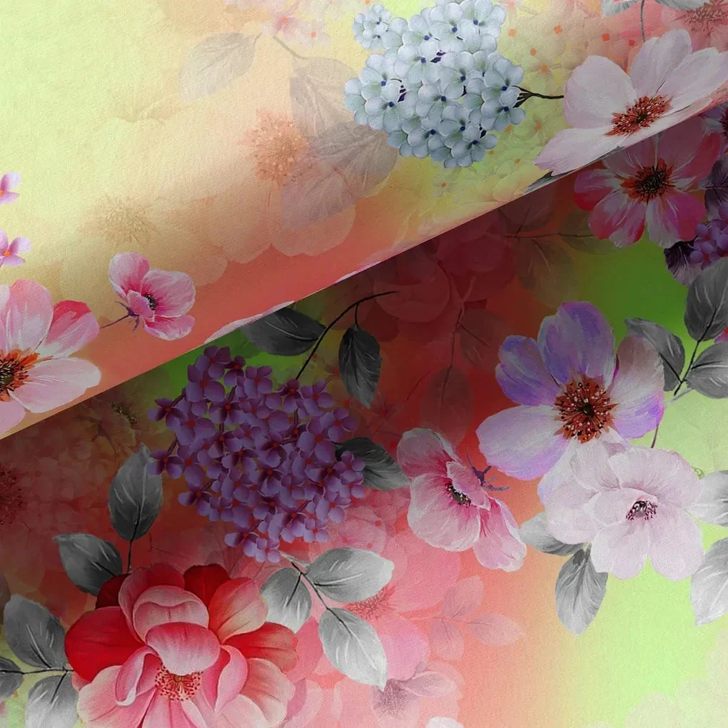 Multi-Color Floral Design Digital Printed Fabric - Image 3