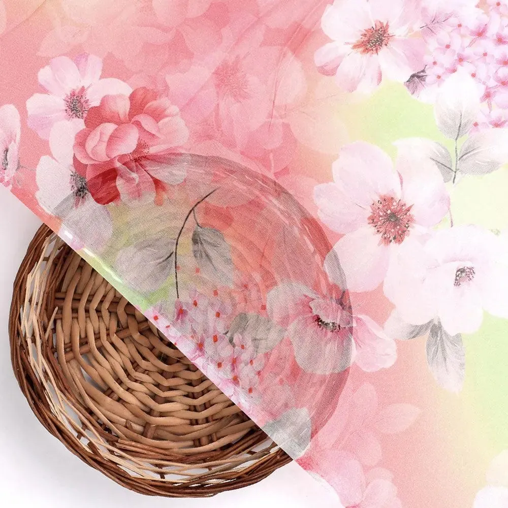 Multi-Color Floral Design Digital Printed Fabric - Image 2