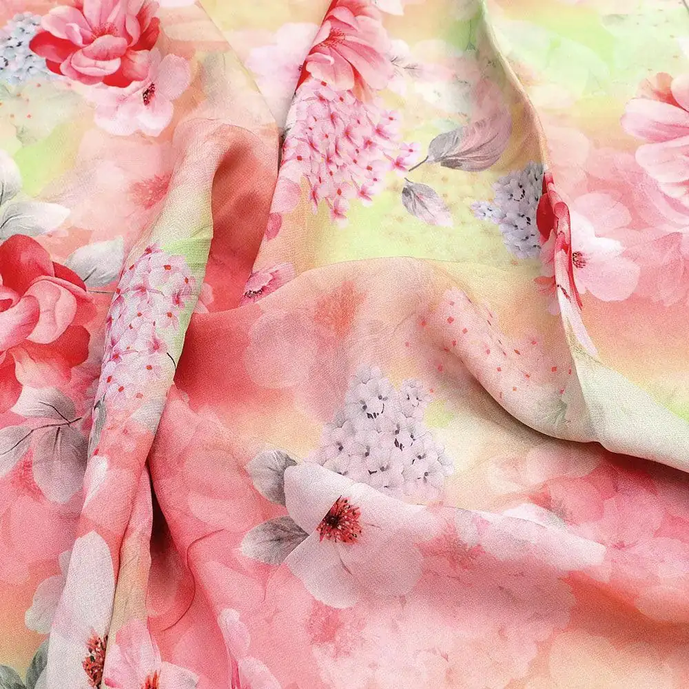 Multi-Color Floral Design Digital Printed Fabric - Image 3