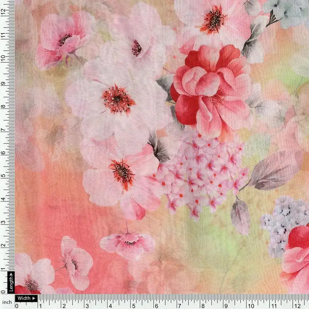 Multi-Color Floral Design Digital Printed Fabric - Image 4