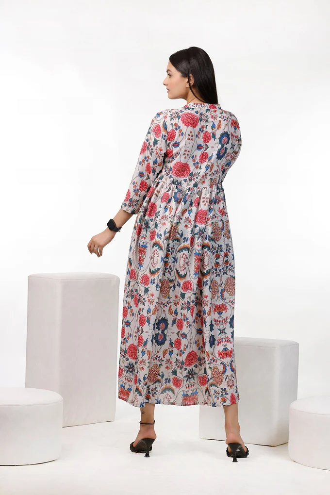 Multi Color Floral Maxi Dress - Image 3
