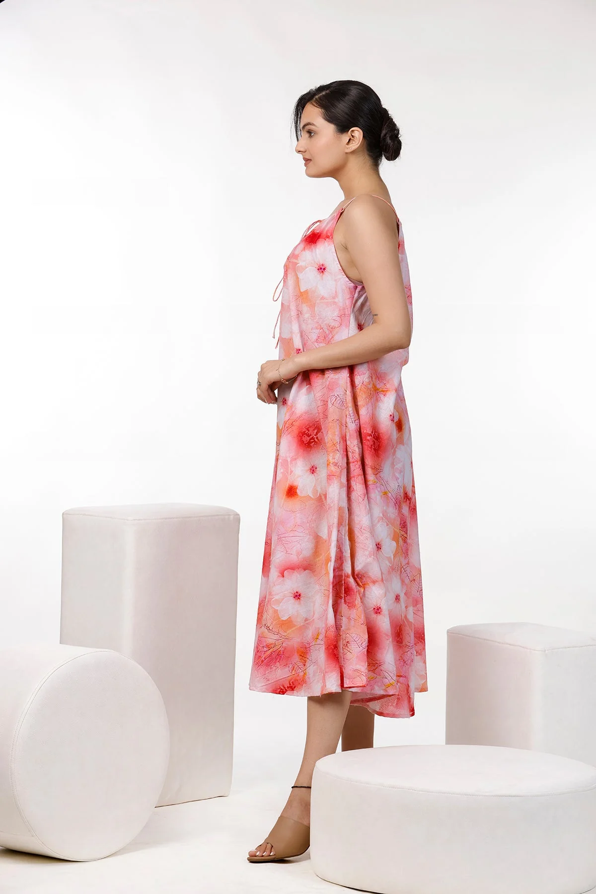 Multi Color Floral Print Maxi Dress - Image 3