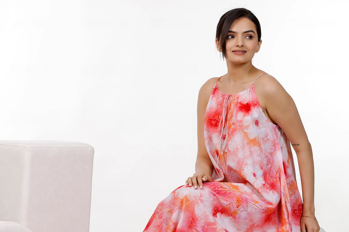 Multi Color Floral Print Maxi Dress - Image 4