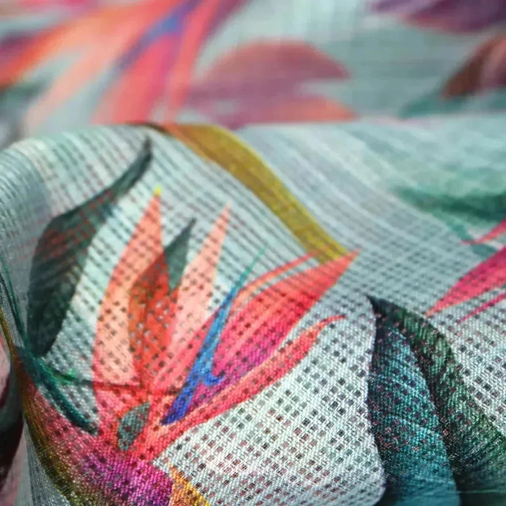 Multi Color Leaves Digital Printed Fabric - Kota Doria - Image 3
