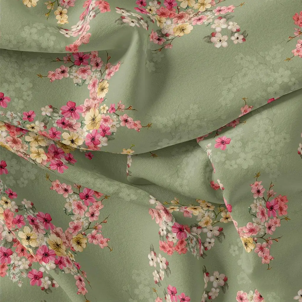 Multi Colour Tiny Beautiful Chintz Printed Fabric - Kora Silk - Image 3