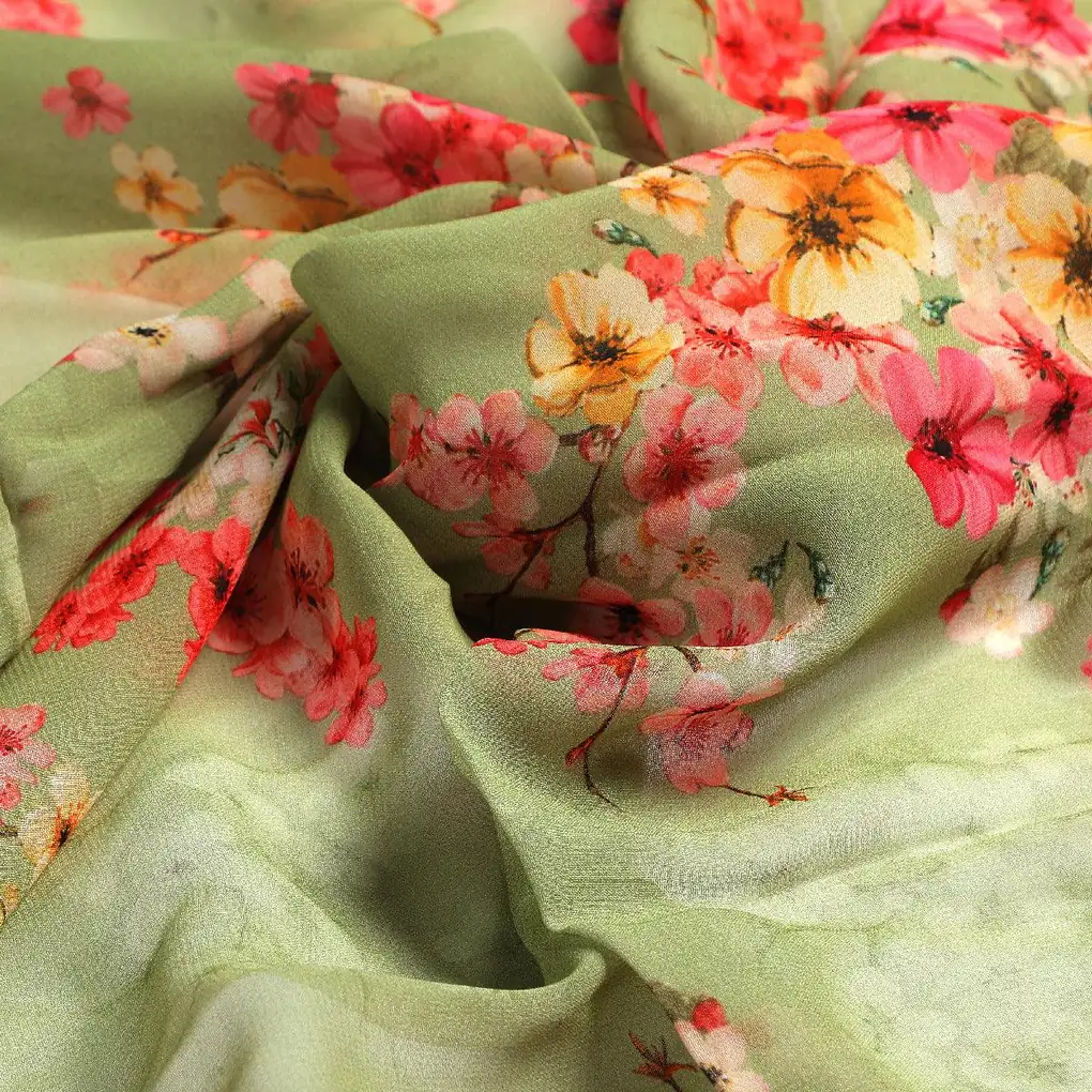 Multi Colour Tiny Beautiful Chintz Printed Fabric - Pure Georgette - Image 3