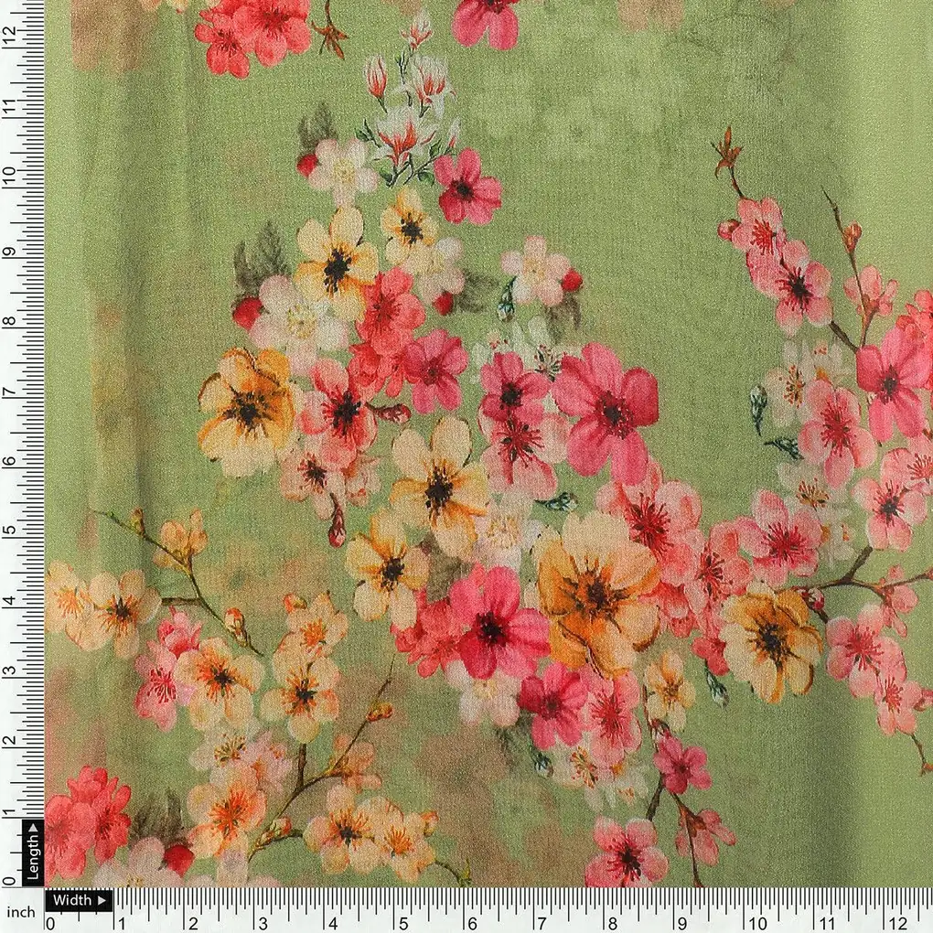 Multi Colour Tiny Beautiful Chintz Printed Fabric - Pure Georgette - Image 4
