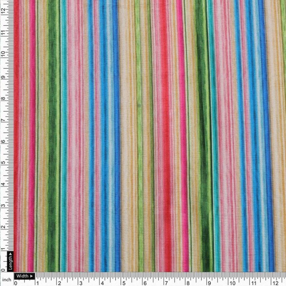 Multi-Coloured Striped Tusser Silk Fabric for Kurtis - Image 4