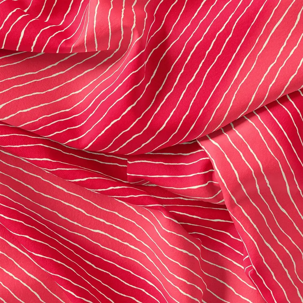 Multi Regimental Red Strips Digital Printed Fabric - Pure Georgette - Image 3