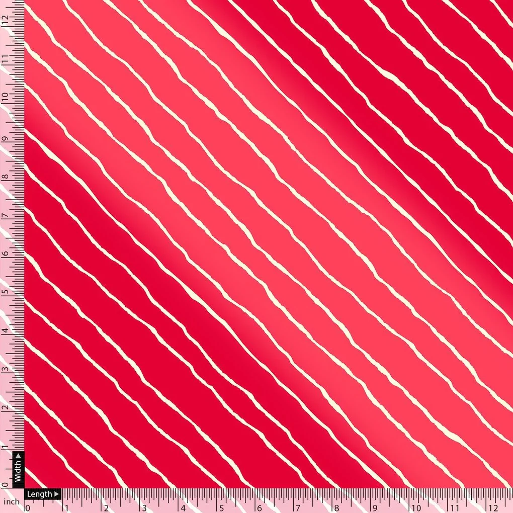 Multi Regimental Red Strips Digital Printed Fabric - Pure Georgette - Image 4