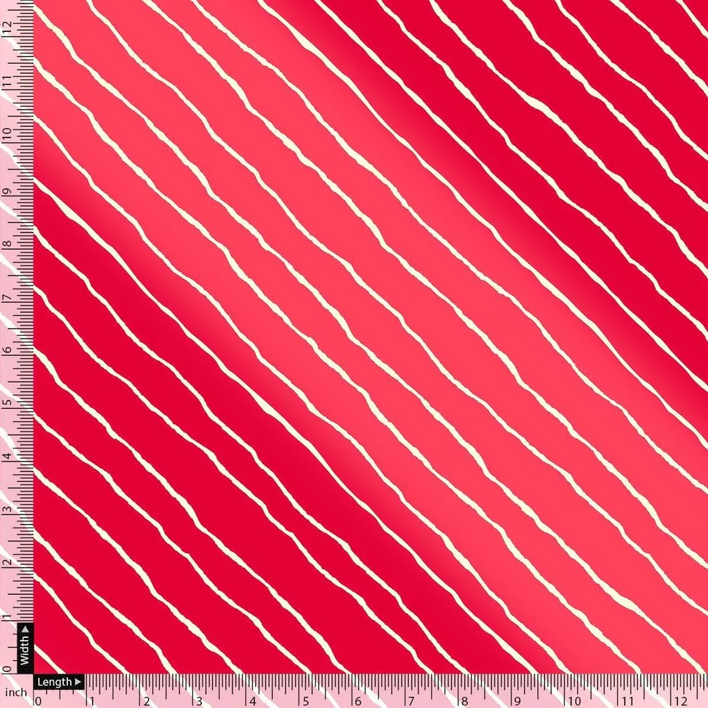Multi Regimental Red Strips Digital Printed Fabric - Rayon - Image 4