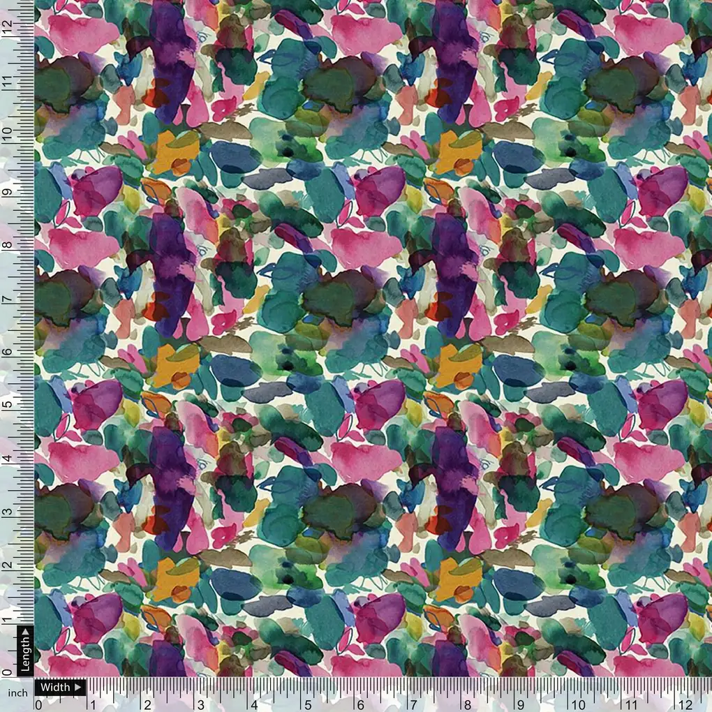 Multicolor Abstract Pattern Digital Printed Fabric - Image 3