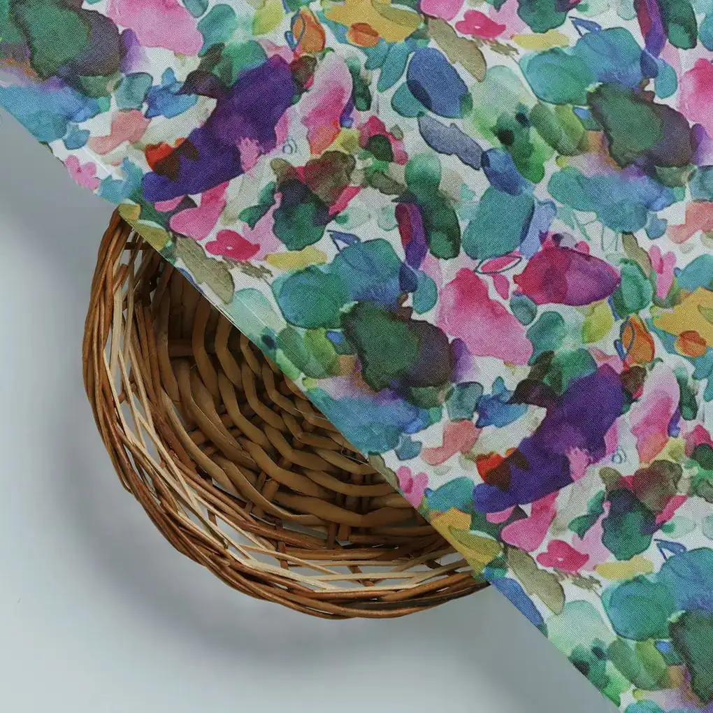 Multicolor Abstract Pattern Digital Printed Fabric - Image 3