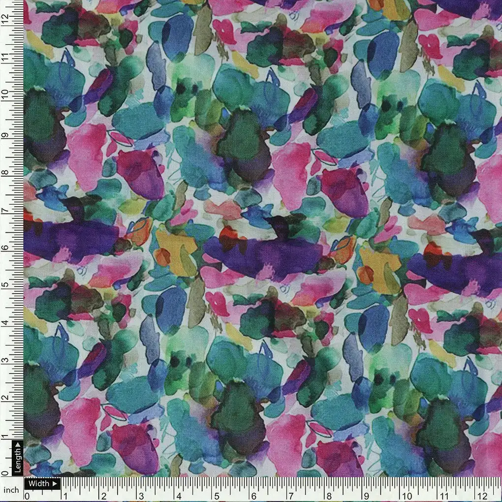 Multicolor Abstract Pattern Digital Printed Fabric - Image 4