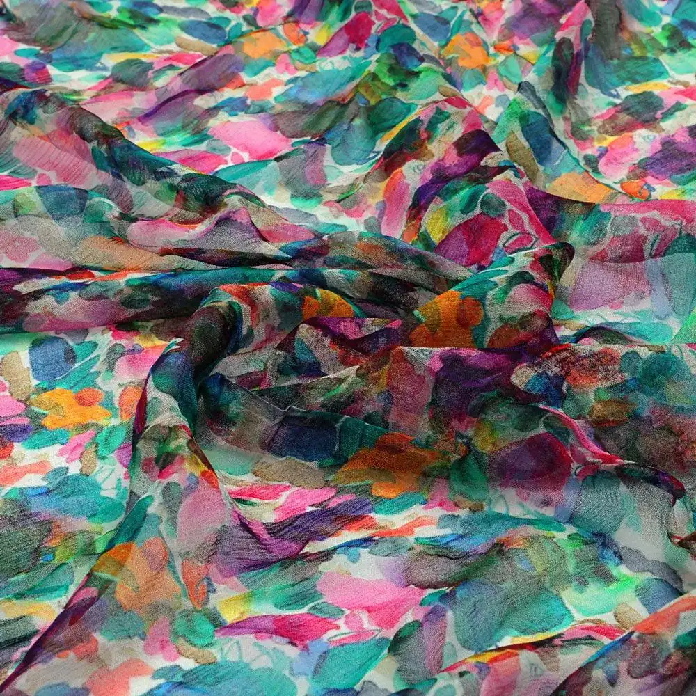 Multicolor Abstract Pattern Digital Printed Fabric - Image 3