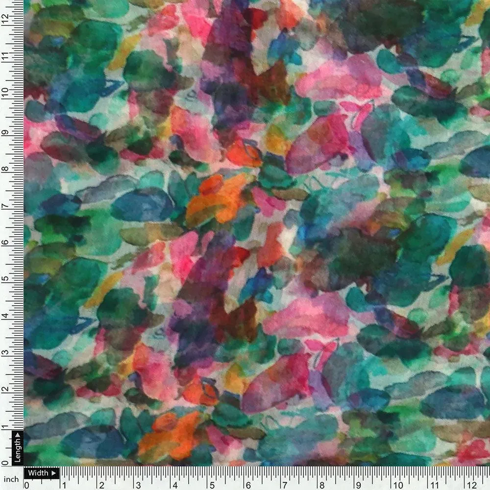 Multicolor Abstract Pattern Digital Printed Fabric - Image 4