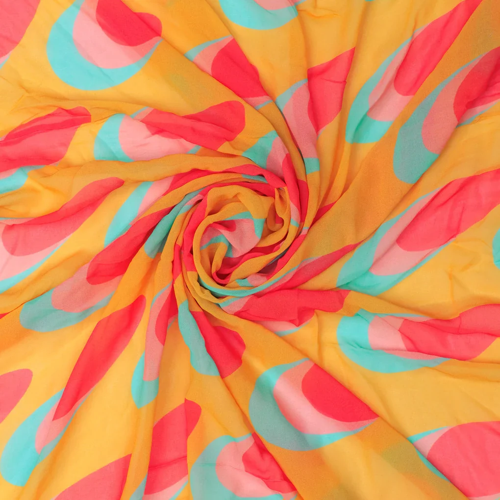 Multicolor Abstract Pure Georgette Printed Fabric - Image 3