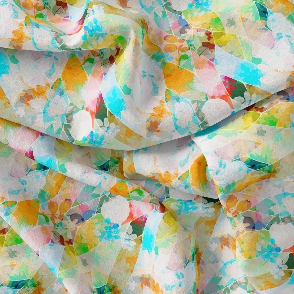 Multicolor Abstract Weightless Printed Fabric - Image 4
