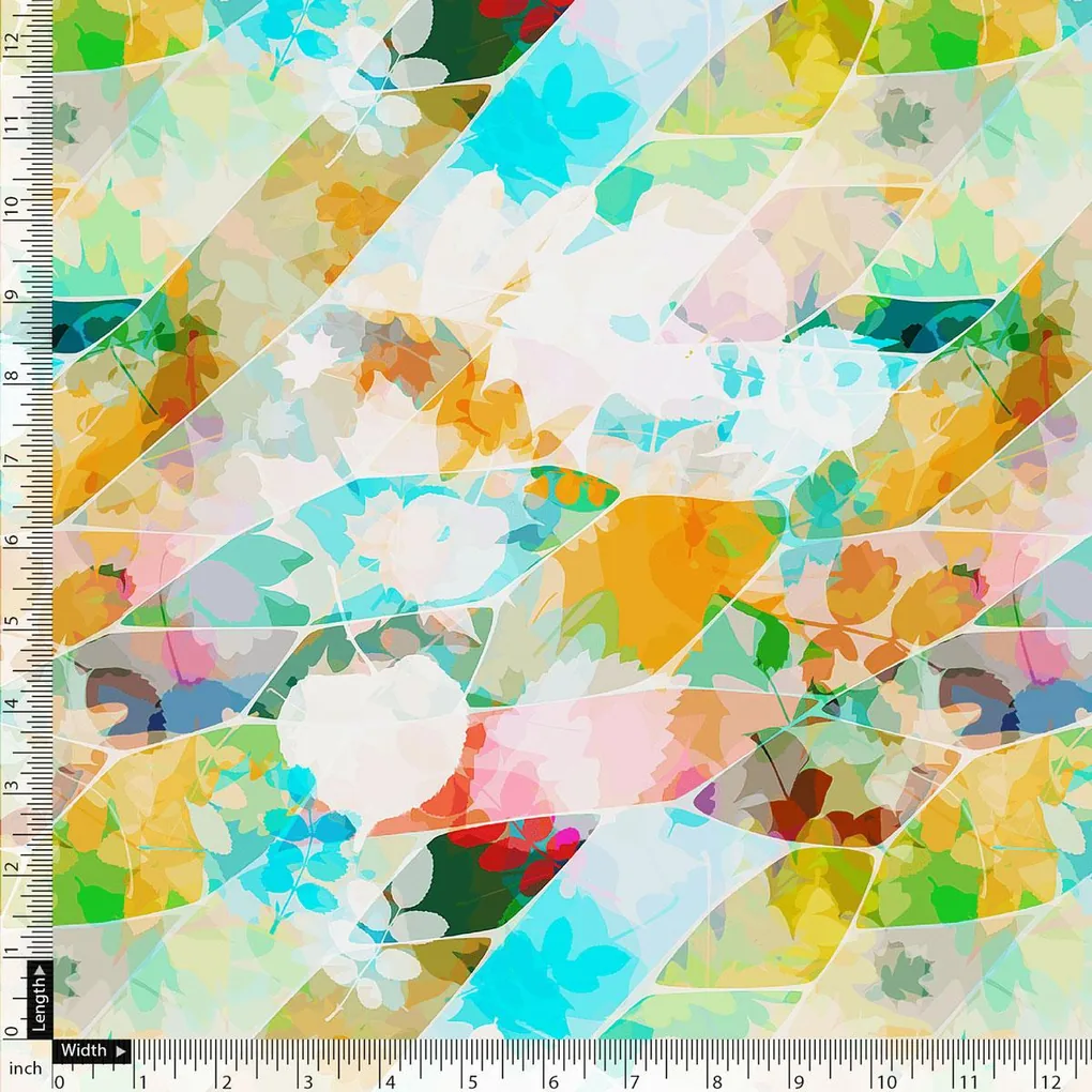 Multicolor Abstract Weightless Printed Fabric - Image 5