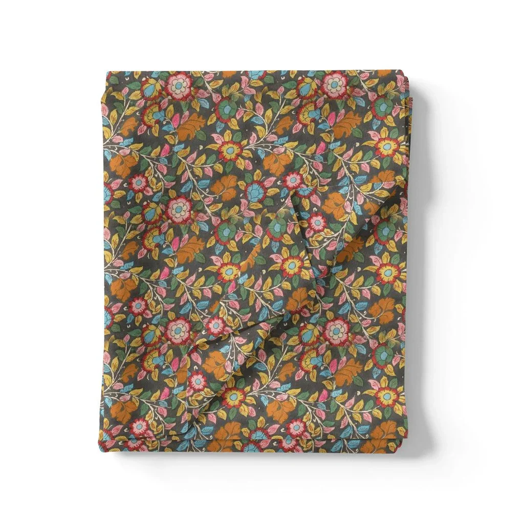 Multicolor Arabesue Kora Silk Printed Fabric - Image 3