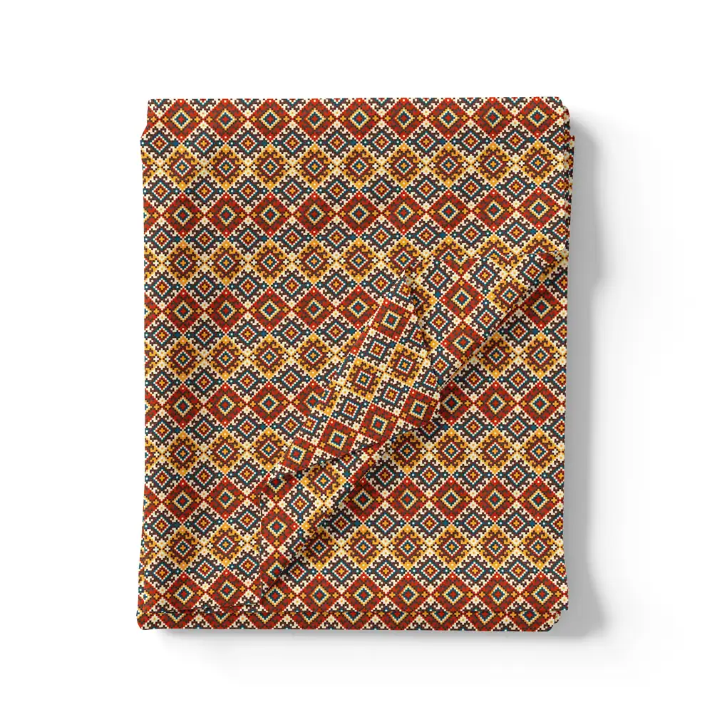 Multicolor Argyle Pure Georgette Printed Fabric Material - Image 3