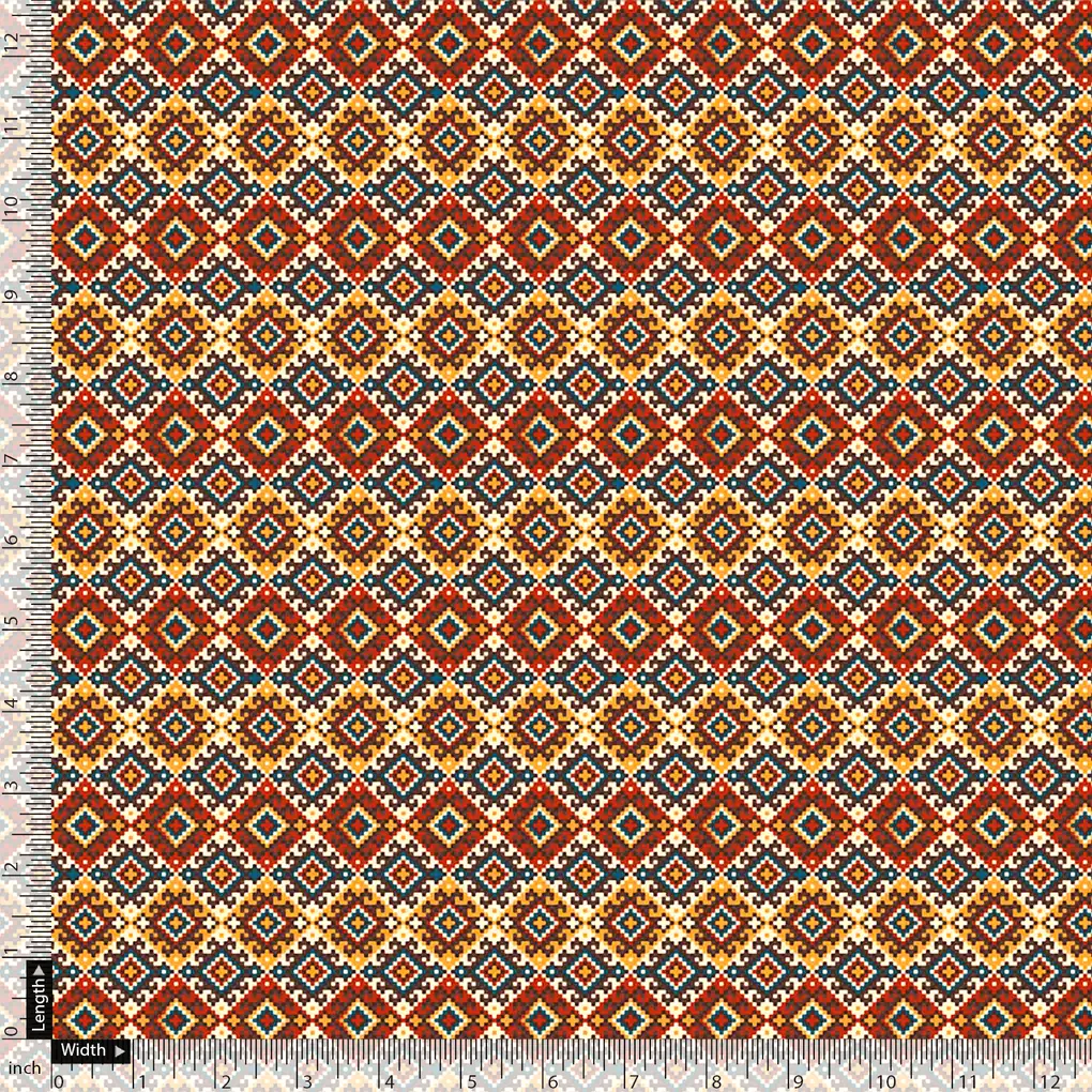 Multicolor Argyle Pure Georgette Printed Fabric Material - Image 5