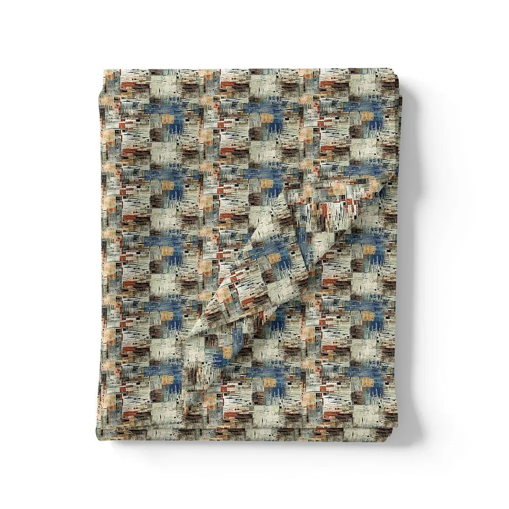 Multicolor Flame Stitch Pashmina Printed Fabric - Image 3