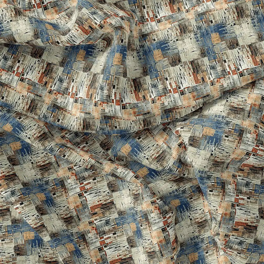 Multicolor Flame Stitch Pashmina Printed Fabric - Image 4