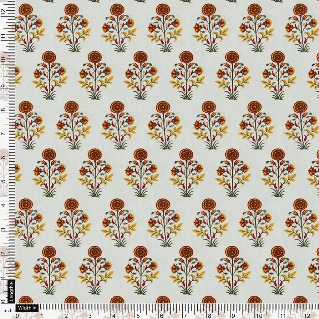 Multicolor Floral & Leaves Semless Printed Fabric - Image 2
