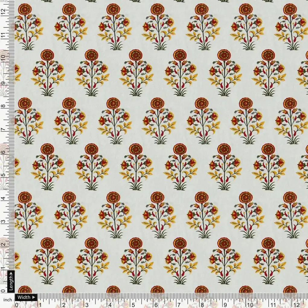 Multicolor Floral & Leaves Semless Printed Fabric - Image 2
