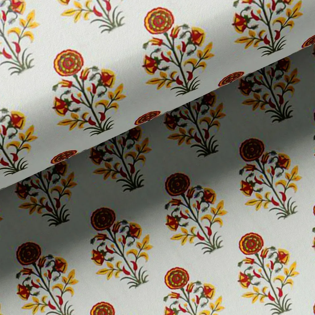 Multicolor Floral & Leaves Semless Printed Fabric - Image 3
