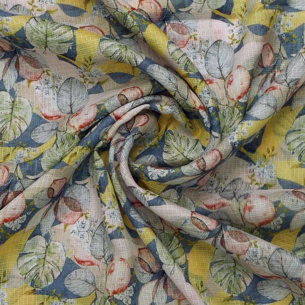 Multicolor Floral Print Kota Doria Fabric - Image 3