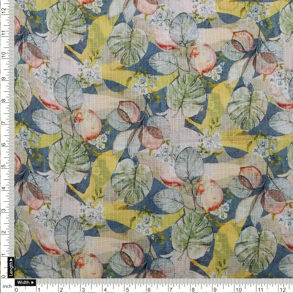 Multicolor Floral Print Kota Doria Fabric - Image 4