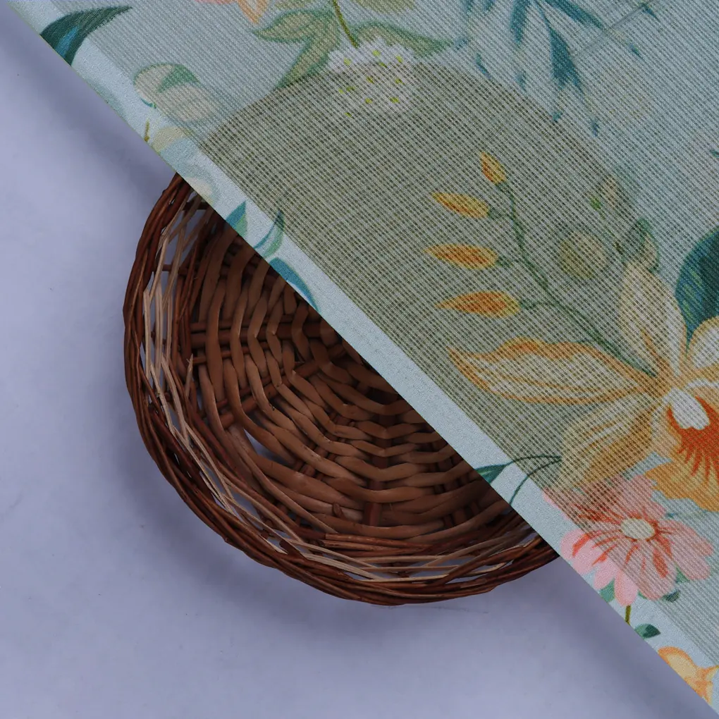 Multicolor Floral Print Kota Doria Fabric - Image 2
