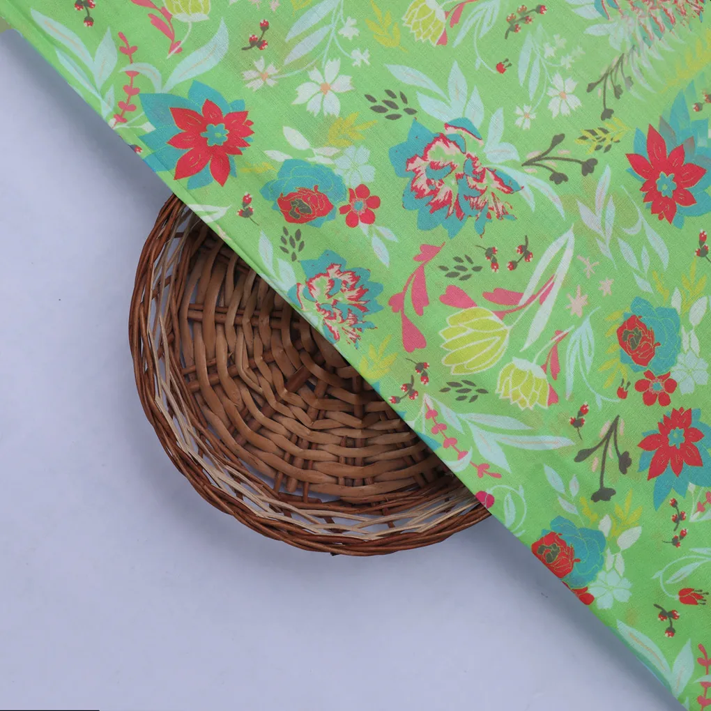 Multicolor Floral Print Muslin Fabric - Image 2